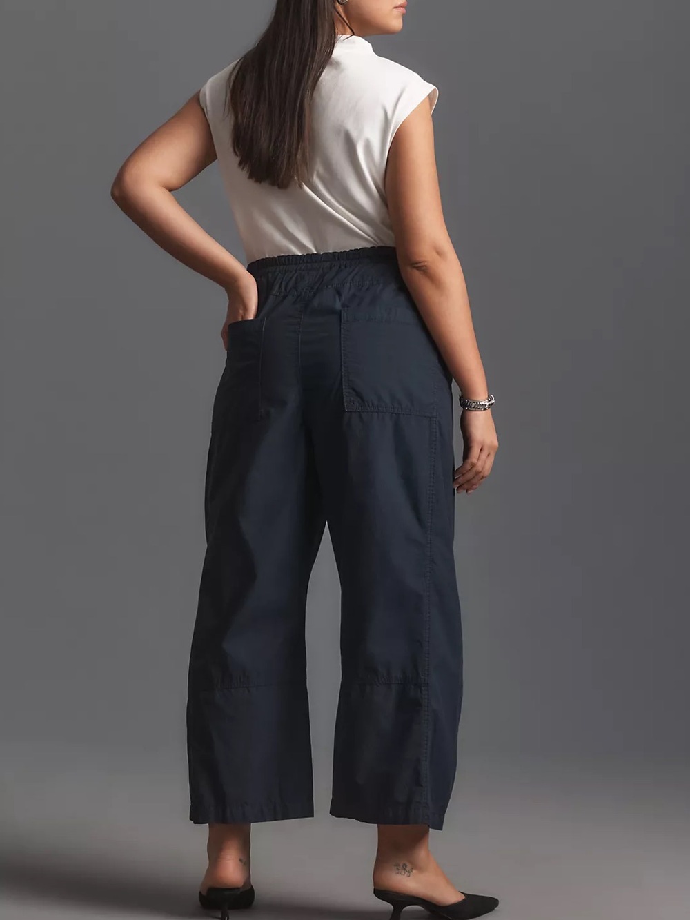 Anthropologie Pilcro Izzie Relaxed Poplin Pull-On Barrel Pants Size 1X Cropped - Picture 6 of 13